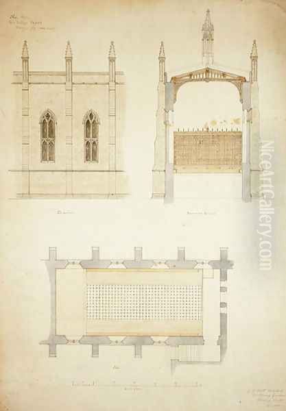 New College Oxford Design for New Hall Roof, 1865 2 - view 1