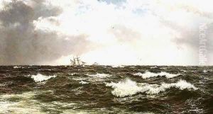 Seascape with Ships in Mid Channel by Walter Shaw