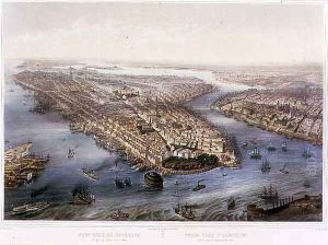 Aerial View of New York and Brooklyn, engraved by T.H Muller, pub. by L. Turgis, Paris, 1855