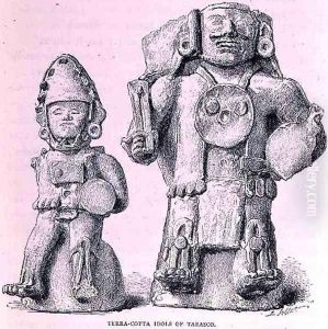 Terracotta Idols of Tabasco, from The Ancient Cities of New Mexico, by Claude-Joseph-Desire Charnay, pub. 1887 by Sellier, P.