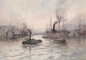 The crowded river by William Harrison Scarborough