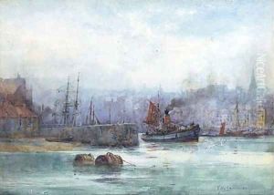 The lower harbour, Whitby by William Harrison Scarborough