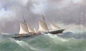 The steam yacht Yarta in rough seas by Antonio de Simone