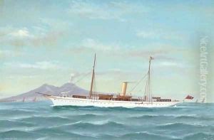 The steam yacht Capercailzie in Neapolitan waters by Antonio de Simone