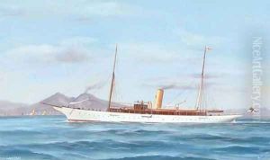 The steam yacht Narcissus in the Mediterranean off Naples by Antonio de Simone