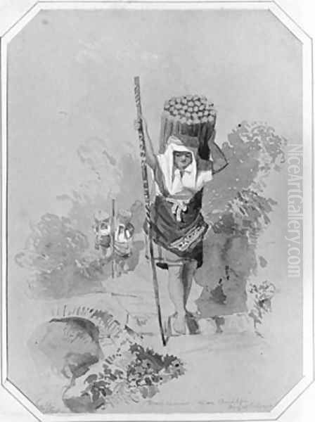 Wood Carrier, near Amalfi (from Cropsey Album) - view 1