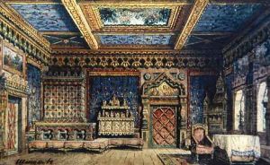 Stage Design for the Death of Ivan the Terrible by Tolstoy, 1860 by Matvey Andreyevich Shishkov