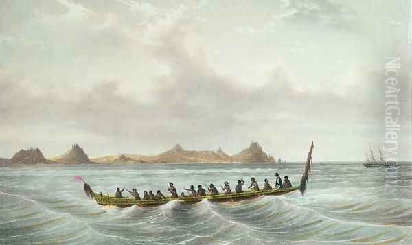 View of Cape Wangari, New Zealand, plate 49 from 'Voyage de la corvette lAstrolabe. Atlas historique, engraved by Felix Achille Saint-Aulaire and Victor Adam, pub. 1833 - view 1