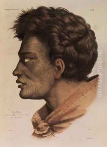 Natai, a Maori chief from Bream Bay, New Zealand, plate 63 from Voyage of the Astrolabe, engraved by Victor Adam, 1833