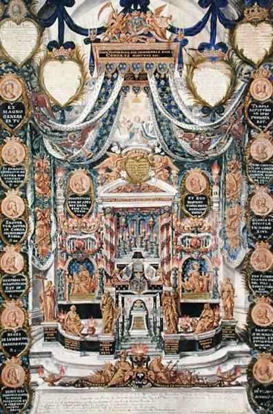 Decoration for the Burial of the Heart of Louis II de Bourbon 1621-86 Prince of Conde, at the Church of Saint-Louis-en-LIle, 1687 - view 1