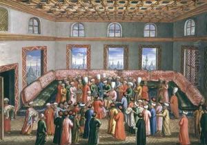 Jan Gninskis Diplomatic Mission to Istanbul, Farewell Reception for the Polish Envoy, 1679 by Pierre Paul Sevin