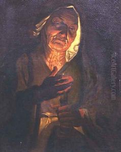 An old woman holding a candle by (follower of) Stomer, Matthias