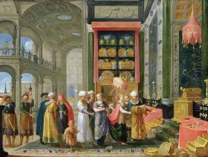 King Solomon and the Queen of Sheba by Adriaen van Stalbempt