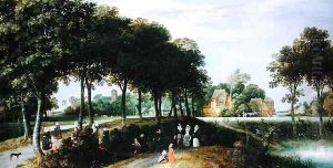 A Family Walking to Church by Adriaen van Stalbempt