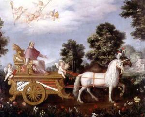 St Carlo Borremeo 1538-84 enthroned on a triumphal chariot