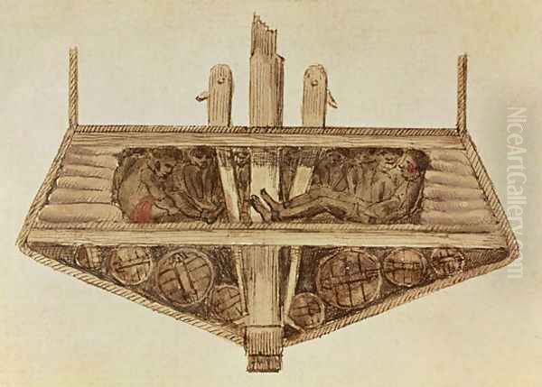 Cross-section of a slave ship, from a manuscript on slavery by the artist, late 18th century - view 1