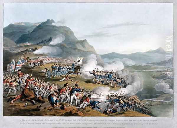 A View of the Sierra de Busaco at St. Antonio de Cantaro, showing the attack by Marshal Reigniers, engraved by Charles Turner, published 1812 - view 1