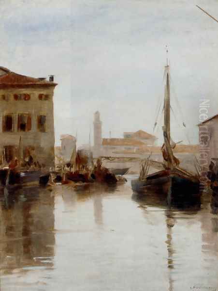 Vessels Moored On A Venetian Backwater - view 1