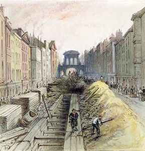 Fleet Street with the New Common Sewer under Construction, 1845 by Fred Shepherd