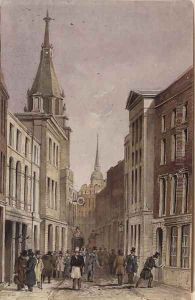 Lombard Street East, with St. Edmund the King, c.1850 Lombard Street East, with St. Edmund the King, c.1850
