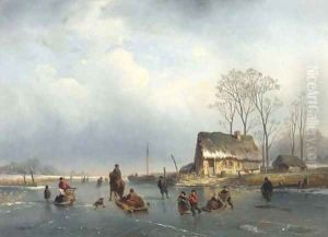 Winter fun on a frozen waterway