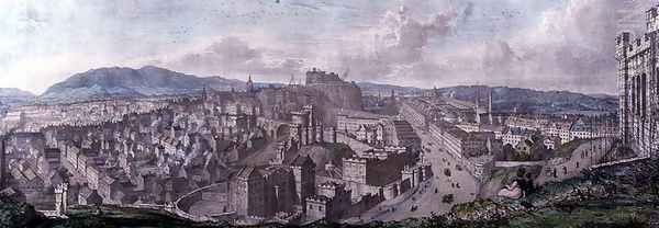 View from the Top of the Calton Hill by Nelsons Monument Looking West, engraved by William Westall 1781-1850 and printed by Charles Joseph Hullmandel 1789-1850 1828 - view 1