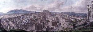 View from the Top of the Calton Hill by Nelsons Monument Looking West, engraved by William Westall 1781-1850 and printed by Charles Joseph Hullmandel 1789-1850 1828 View from the Top of the Calton Hill by Nelsons Monument Looking West, engraved by William Westall 1781-1850 and printed by Charles Joseph Hullmandel 1789-1850 1828