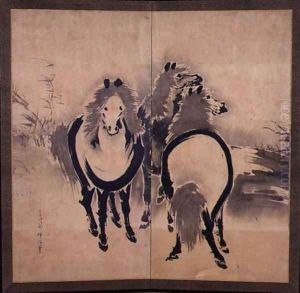 Horses, Japanese, Edo period, c.18th century by Soga Shohaku