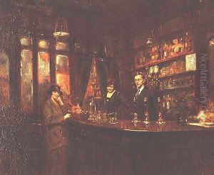 Interior of a pub in Chelsea, 1925 by Leon Sprinck