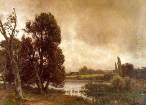 Gewitter Uber Sommerlicher Flusslandschaft (Thunderstorm over a Summer River Landscape)