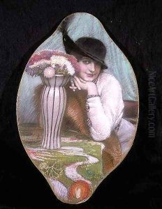 Portrait of a Girl by a Vase of Flowers Portrait of a Girl by a Vase of Flowers