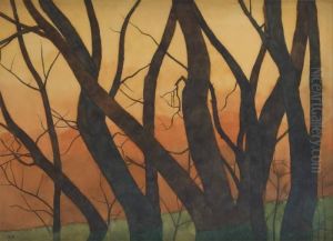 Sous-bois Au Coucher Du Soleil by Leon Spilliaert