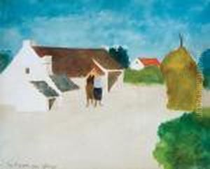 Femmes Devant La Ferme(ghistel) by Leon Spilliaert