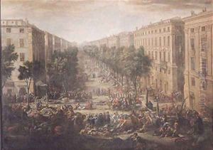 View of the Cours Belsunce, Marseilles, During the Plague of 1720, 1721 by Michel Serre