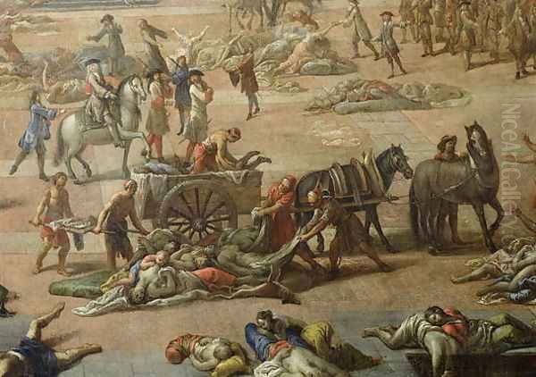 View of the Town Hall, Marseilles, during the Plague of 1720, detail of the carts laden with the dead - view 1