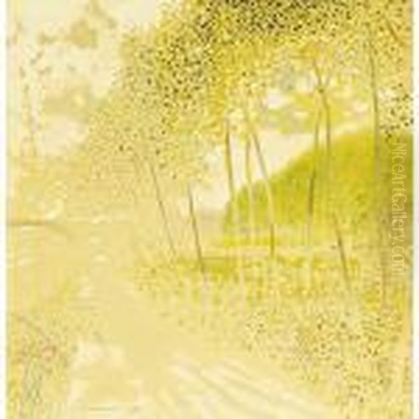 Springlandscape With Bridge And Line Of Trees - view 1