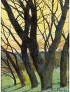 Trees In The Winter By Evening Fall by Leon Spilliaert