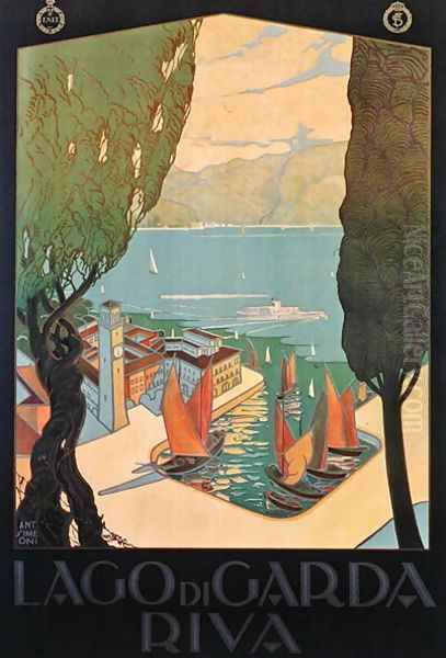 Poster of Lake Garda, printed by Barabino and Graeve, Genoa, c.1928 - view 1