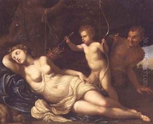 The sleeping Diana surprised by Cupid and a Satyr by Giovanni Gioseffo da Sole