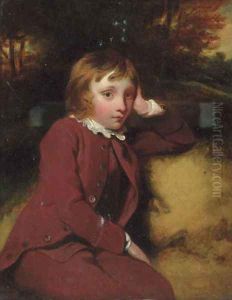 Portrait of Master Edgcumbe, small three-quarter-length, in a brown coat and breeches by Francis Philip Stephanoff