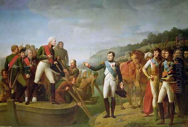 Farewell of Napoleon I 1769-1821 and Alexander I 1777-1825 after the Peace of Tilsit, 9th July 1807 - view 1