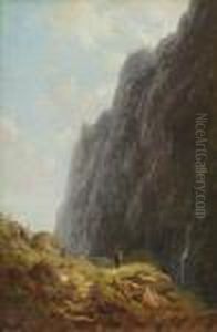 Gebirgslandschaft Mit Sennerin Im Wendelsteingebiet