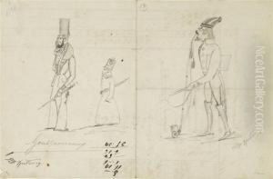 Three Male Caricatures by Carl Spitzweg