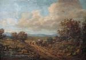 Summery Landscape Witha Stage Coach.