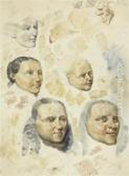 Sheet With Female Head Studies. - view 1