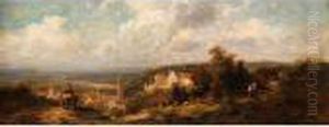 Landschaft Mit Blick Von Einer Anhoheins Weite Tal