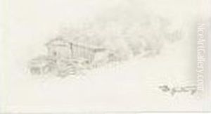 Holzhutte In Einer Gebirgslandschaft by Carl Spitzweg