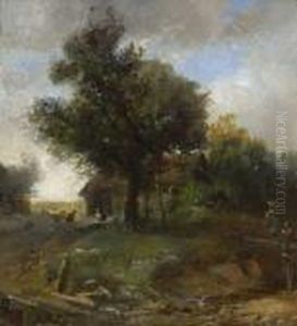 Kleine Landschaft Mit Bauernhof by Carl Spitzweg