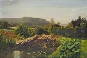 Landschaft Mit Brucke Und Stauden by Carl Spitzweg