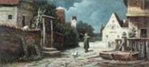 Der Nachtwachter Mit Geschultertem Stab Auf Kontrollgang by Carl Spitzweg
